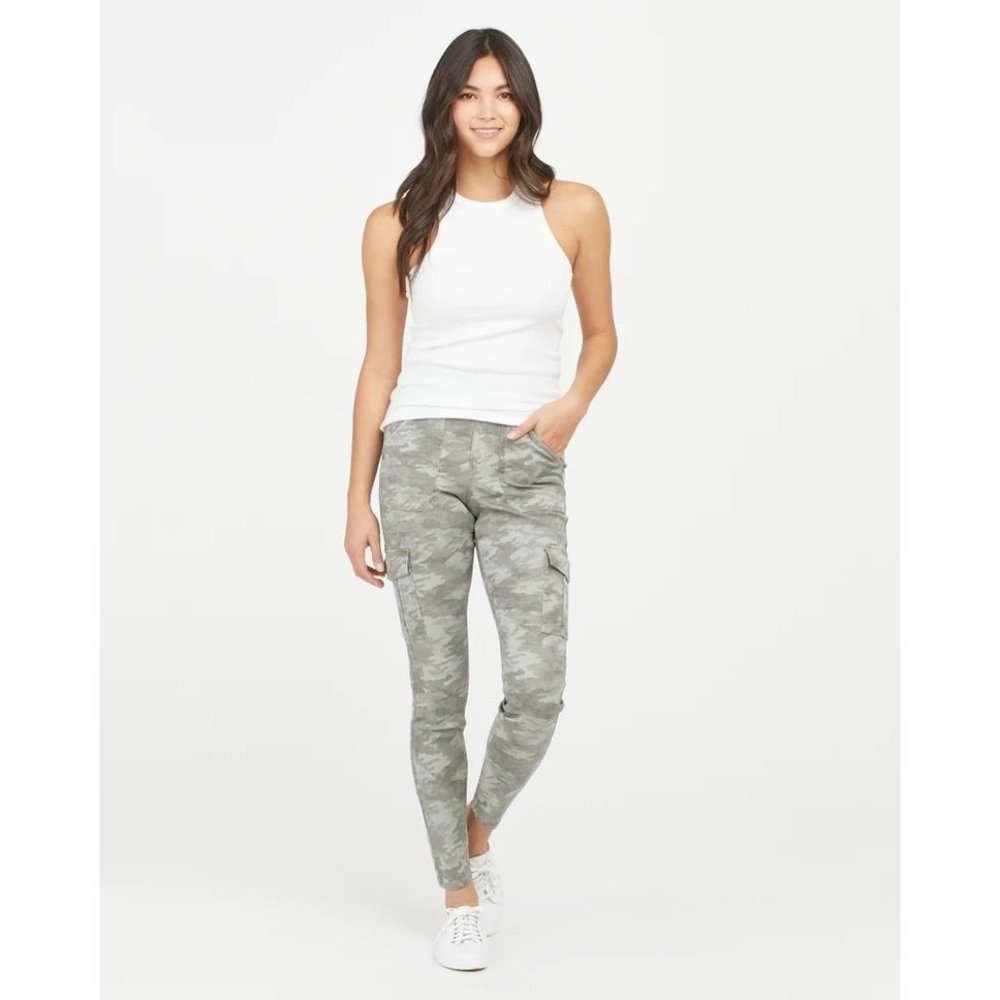 SPANX Green Camo Cargo Ankle Pants